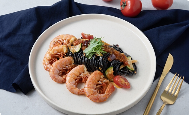 青麻蕃茄紅蝦義大利麵(圖)