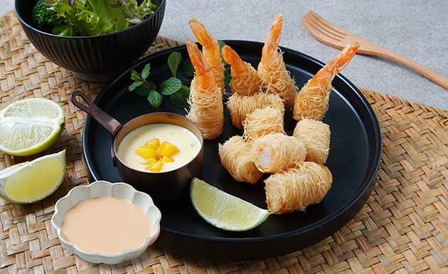 卡達菲蝦與沾醬(圖)