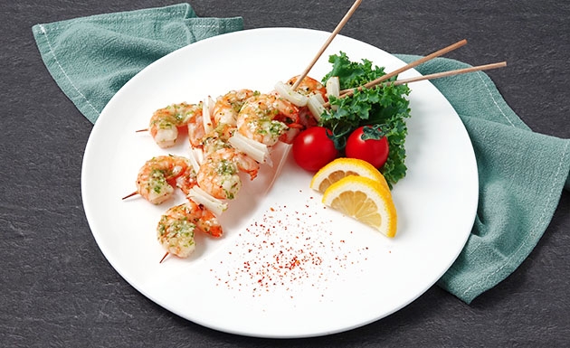 爐烤鹽味蝦串(圖)